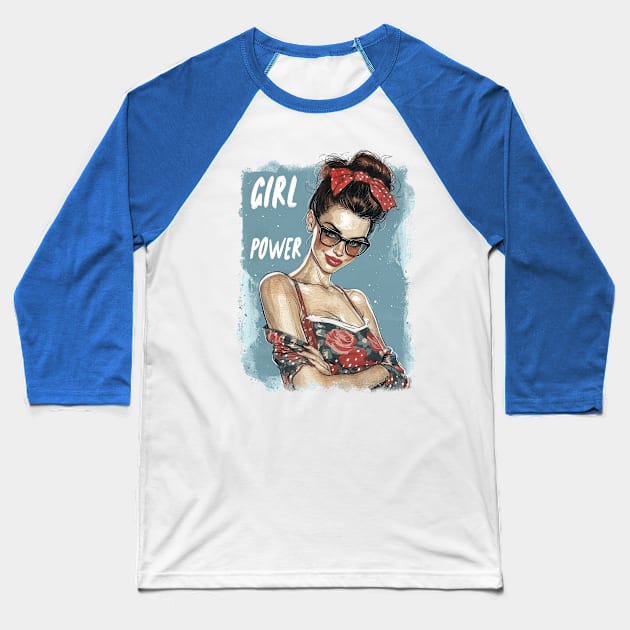 Girl Power #1 Baseball T-Shirt by TooplesArt